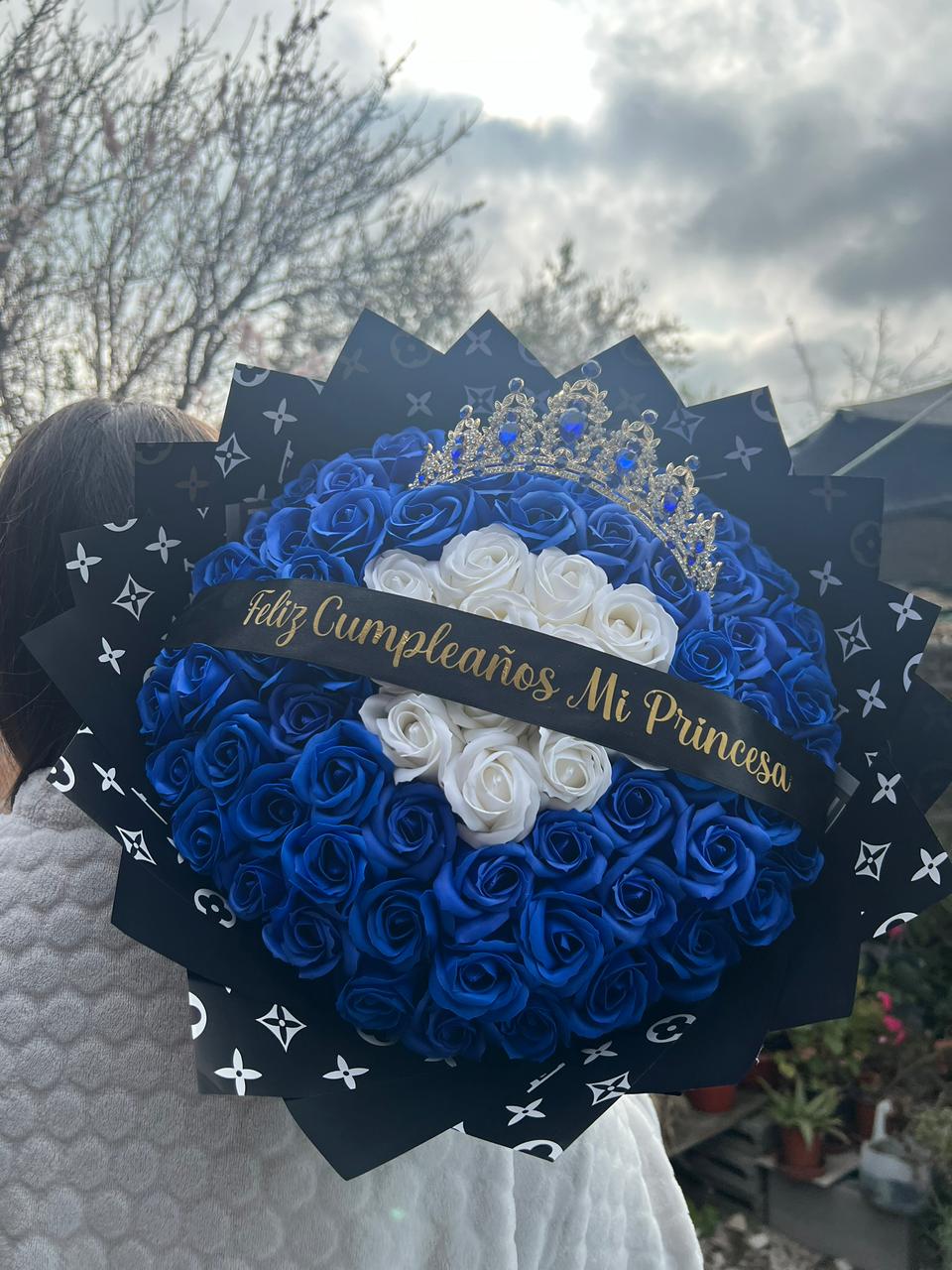 Ramo Rosas Eternas Azules