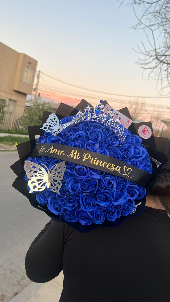 Ramo Rosas Eternas Azules